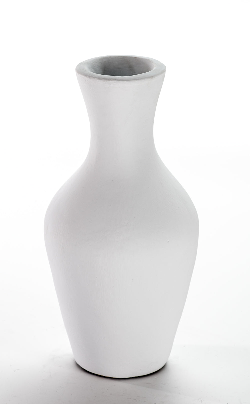 A white ceramic vase in traditional shape displayed against a white background.